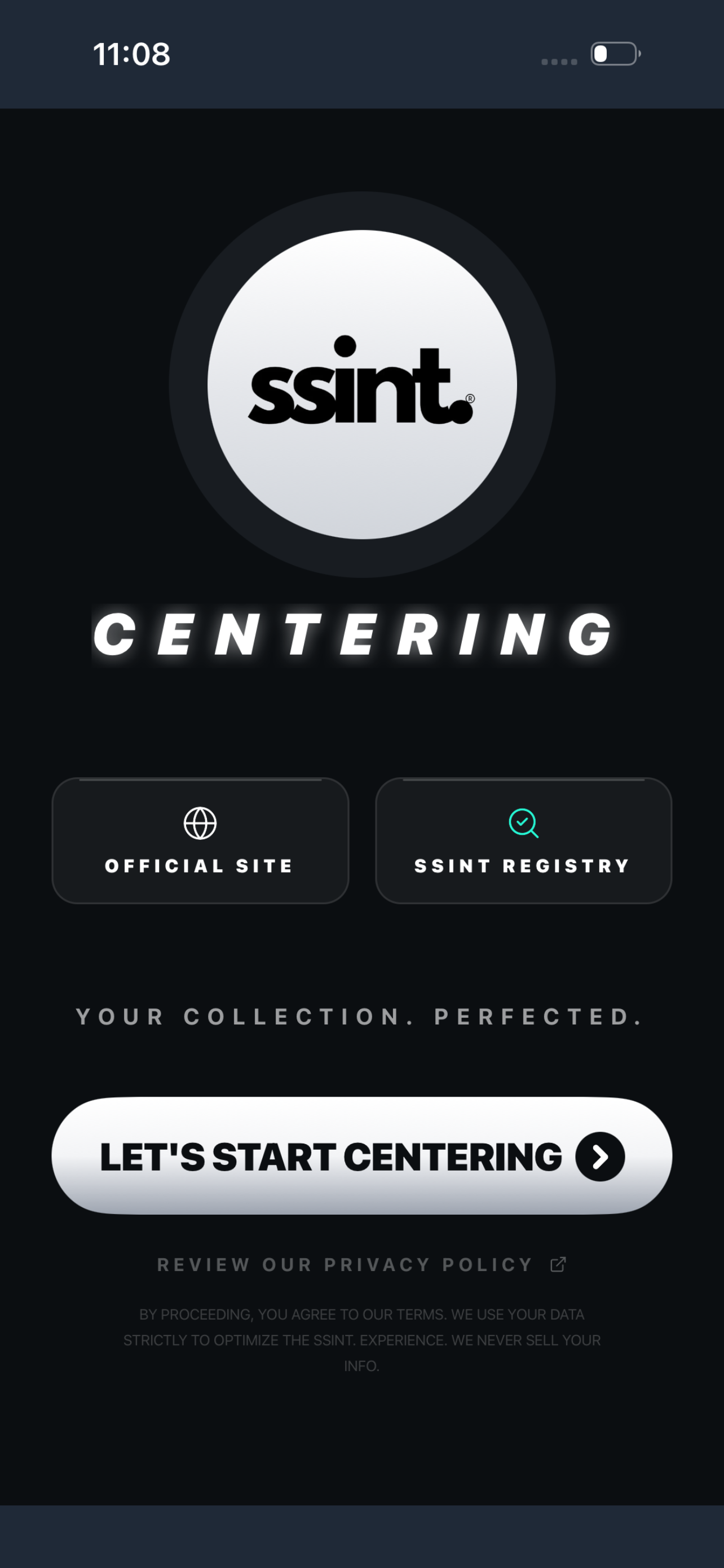 SSINT Centering App Screenshot